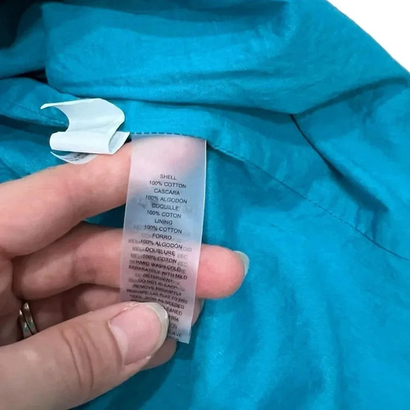 Vince Camuto Turquoise Ruffle Sleeve Tiered Cotton Dress 4 - Picture 5 of 5